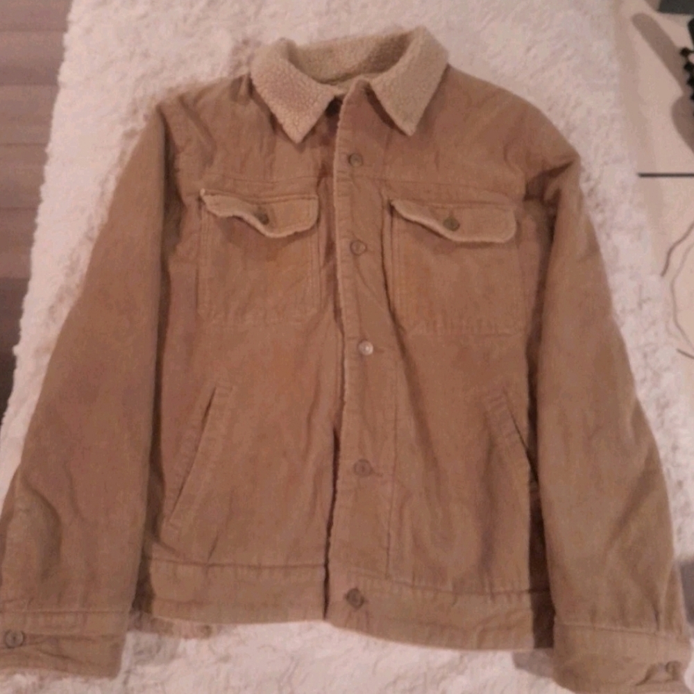 GAP Men's Tan Sherpa-Collar Jacket